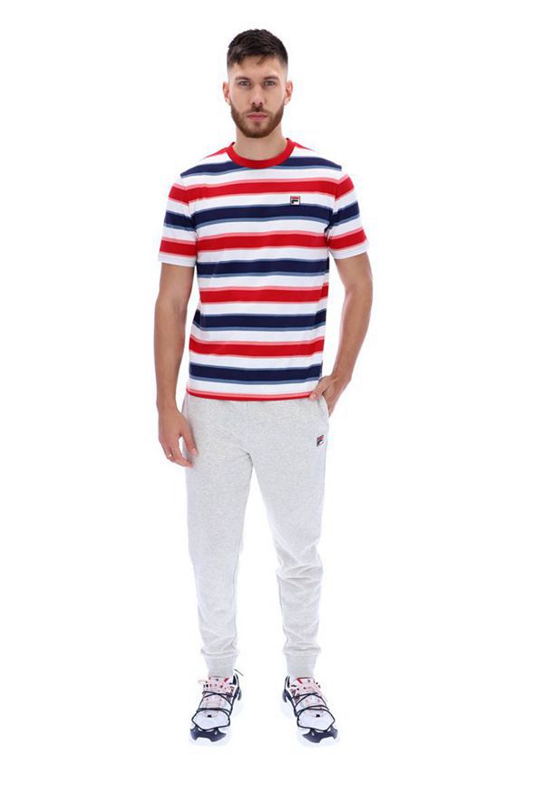 Camisetas Manga Corta Fila Hombre Rojas / Multicolor Rayadas - Pietersite Striped - España 012368GJE